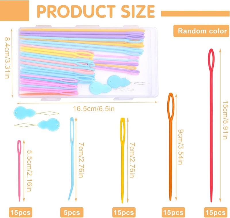 UOOU 67 PCS Plastic Needles, 5 Sizes Yarn Needles, Darning Needles for Yarn, Yarn Needles Large Eye for Crochet, Crochet Needles for Knitting, Weaving and Sewing - Image 2